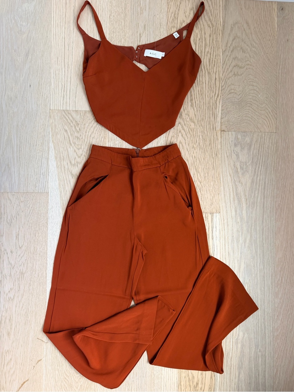 A.L.C Rust Cropped Top & Wide-Leg Pants Set